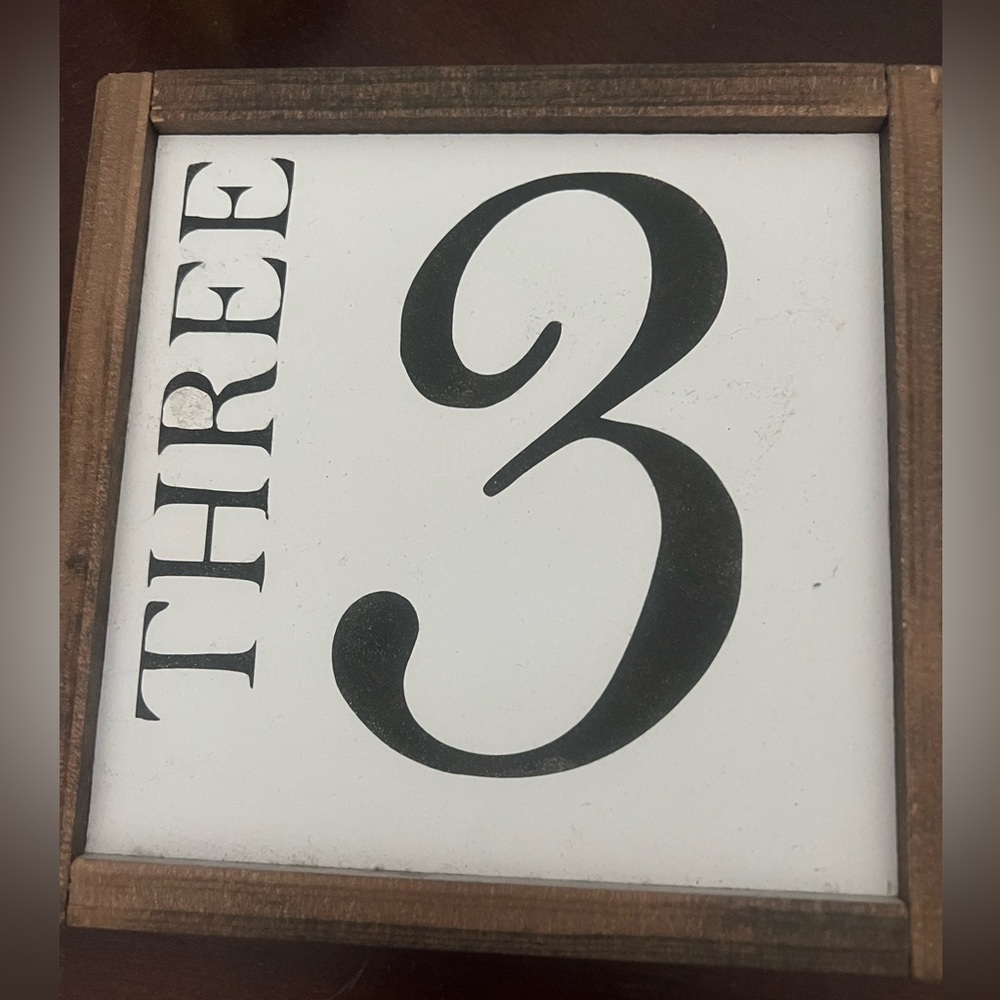 Wooden Sign with Number Three